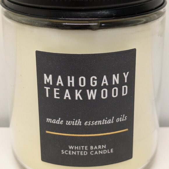 NEW! White Barn for Bath & Body Works Mahogany Teakwood Glass Candle, 7oz. - Picture 2 of 4
